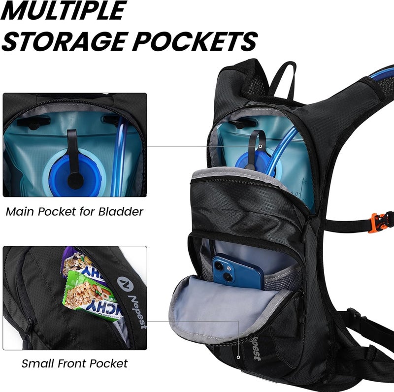 Nepest Hydration Pack Backpack for Women & Men, Lightweight Water Backpack with 2L Water Bladder for Hiking Cycling Running Biking - Image 2